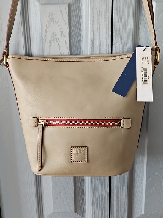 Dooney & Bourke Handbags - Classic Florentine Leather Dooney & Bourke Light Taupe Zip Sack Bag